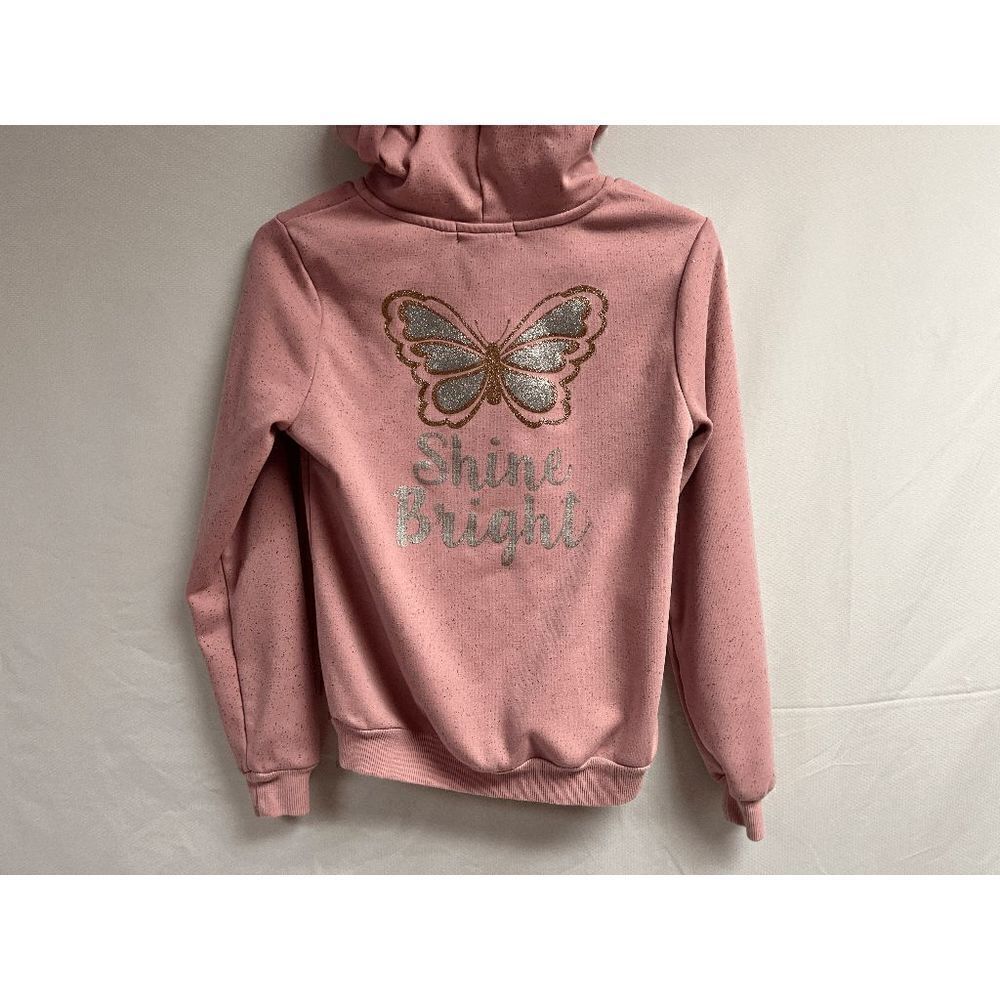 Andy Kiss Girls Shine Bright Print at Back Hoodie Sweatshirt Pink Size L/14 - Picture 2 of 4